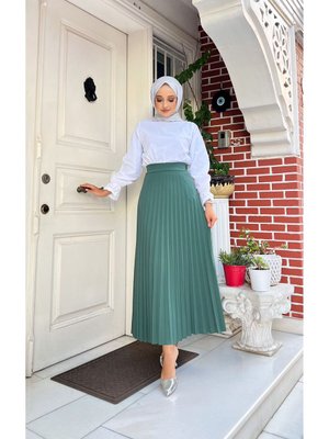 Piliseli Kloş Kalıp,(s M L Xl Beden Aralığında),haki Yeşili Skuba Krep Etek Piliseli Kloş Kalıp,(s M L Xl Beden Aralığında),haki Yeşili Skuba Krep Etek