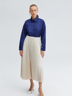 Touche Saten Plise Etek Taş