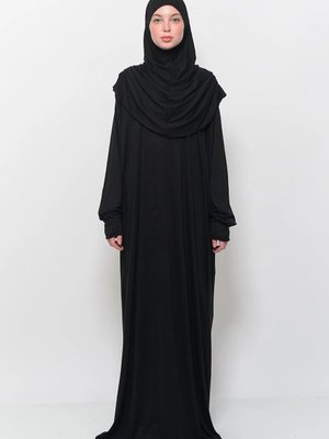 Kolay Giyilebilen Tek Parça Namaz Elbisesi Siyah Kolay Giyilebilen Tek Parça Namaz Elbisesi Siyah