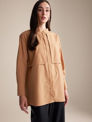 Relax Fit Bisiklet Yaka Poplin Uzun Kollu Tunik