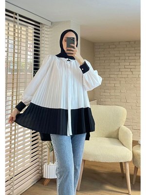 Plise Detaylı Poplin Gömlek