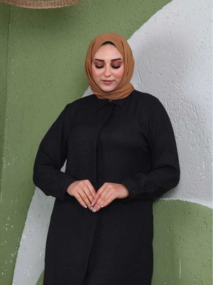 Gizli Düğmeli İthal Keten Tunik Gömlek