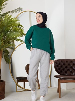 Gri Paça Lastikli Eşofman Altı