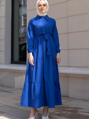 Yarım Düğme Detaylı Terikoton Elbise Yarım Düğme Detaylı Terikoton Elbise