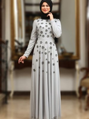 Gri Nihan Abiye Elbise Gri Nihan Abiye Elbise