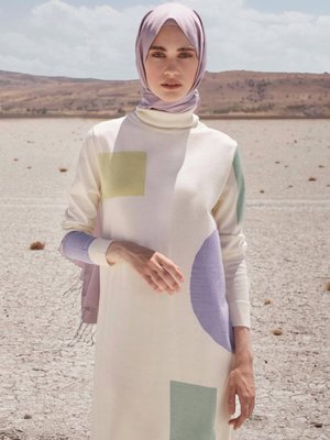 Desenli Balıkçı Yaka Triko Tunik