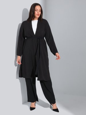 Siyah Büyük Beden Kap & Pantolon İkili Aerobin Takım