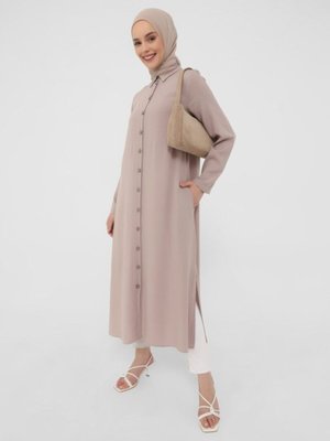 Vizon Yanları Yırtmaçlı Uzun Boy Viskon Tunik