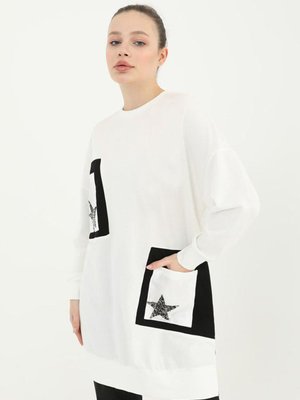 Ekru Yıldızlı Sweat