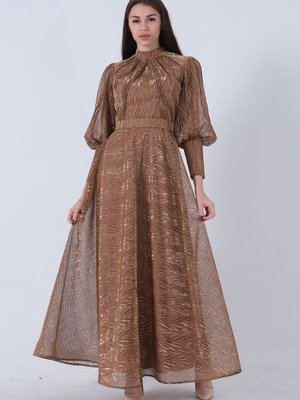 Gold Balon Kol Vintage Abiye Elbise Gold Balon Kol Vintage Abiye Elbise