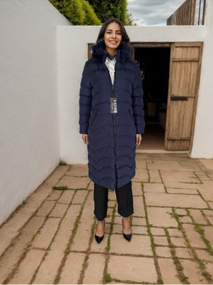 Lacivert Kürklü Şişme Mont