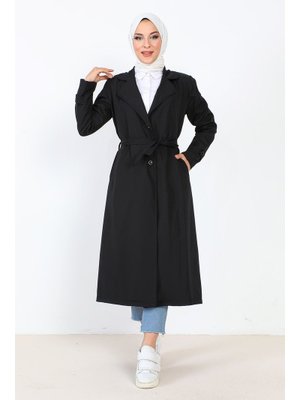 Siyah Astarlı Trençkot
