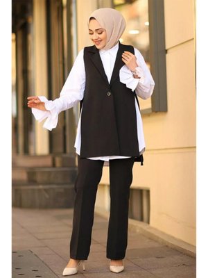 Yandan Yırtmaçlı Toka Detaylı Yelek