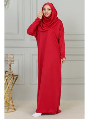 Kırmızı Tek Parça Namaz Elbisesi