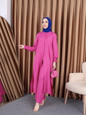 Pudra Gizli Düğmeli Takım