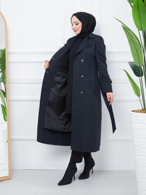 Çift Düğme Mevsimlik Spor Trençkot İçi Kürklü