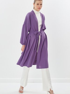 Kolları Bağcıklı Kimono Mor Kolları Bağcıklı Kimono Mor