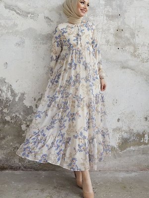 Lavi Püskül Detay Şifon Elbise Bebe Mavisi