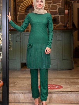 Zümrüt Pırıl Simli Takım