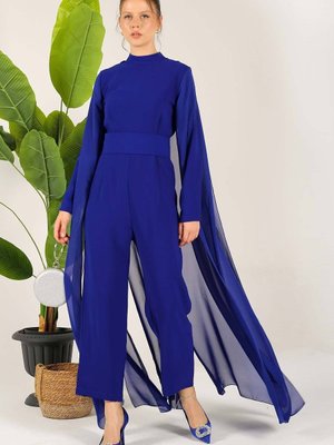 Saks Şifon Detaylı Tulum Saks Şifon Detaylı Tulum