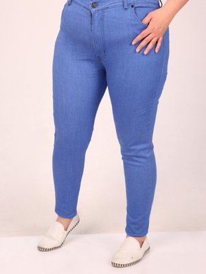 Mavi Büyük Beden Dar Paça Uzun Boy Kot Pantolon