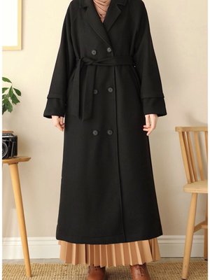 Kruvaze Kaşe Kaban Siyah (kısa Boy) Kruvaze Kaşe Kaban Siyah (kısa Boy)