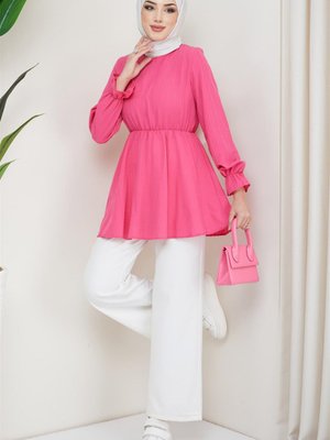 Yazlık Lastikli Pamuklu Tunik Fuşya Yazlık Lastikli Pamuklu Tunik Fuşya