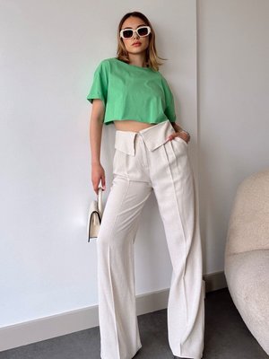 Taş Kemer Detaylı Palazzo Pantolon