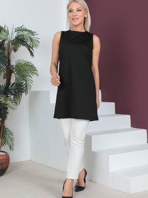 Siyah Sıfır Kol Iç Tunik