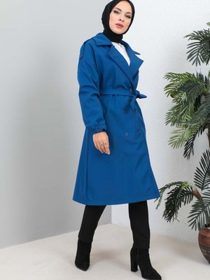 Lacivert Kruvaze Yaka Trençkot Lacivert Kruvaze Yaka Trençkot