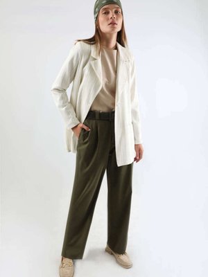 Fleto Cepli Keten Ceket Kahve Fleto Cepli Keten Ceket Kahve