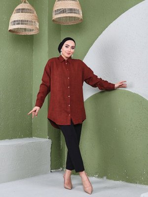 Düşük Omuz İthal Keten Gömlek