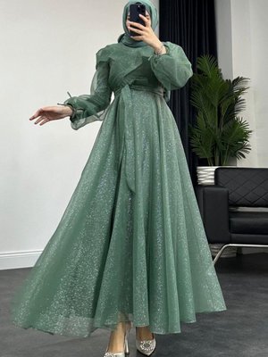 Danla Simli Abiye Elbise Mint Danla Simli Abiye Elbise Mint