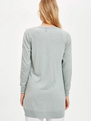 Düğmeli Relax Fit Uzun Triko Hırka