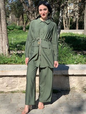 Haki Parlak Bağcıklı İkili Takım Haki Parlak Bağcıklı İkili Takım