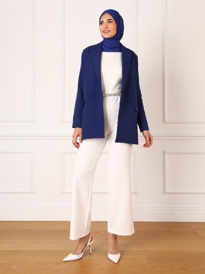 Off White Kolsuz Double Kumaş Sade Tulum Off White Kolsuz Double Kumaş Sade Tulum