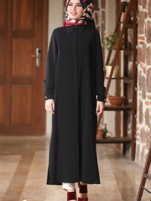 Siyah Uzun Krep Tunik