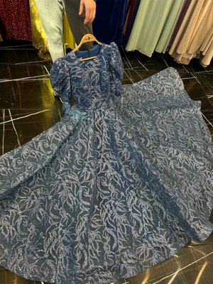 Tesettür Simli Nişanlık Abiye Elbise