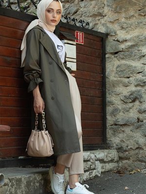 Kol Lastikli Belden Bağlamalı Trenç