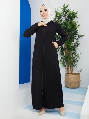 Fermuarlı Kapüşonlu Ferace Kap Fermuarlı Kapüşonlu Ferace Kap