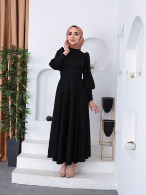 Kadın Balon Kol Scuba Elbise