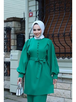 Düğme Detaylı Yeşil Takım Düğme Detaylı Yeşil Takım