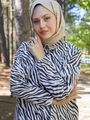 Bej Zebra Desen Tunik Bej Zebra Desen Tunik