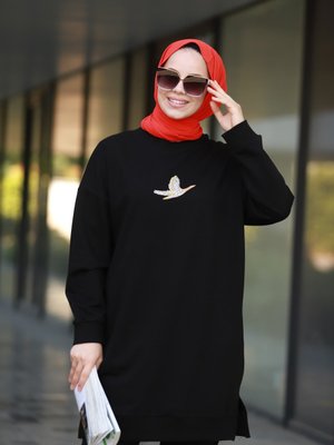 Taş Detaylı İki İplik Tunik Pantolon Takım