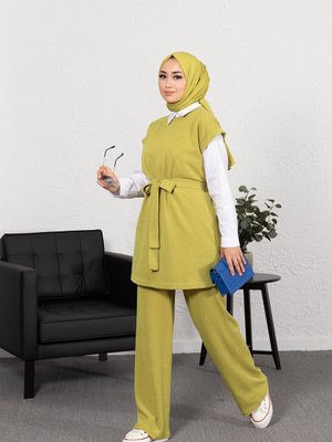 Kolsuz İkili Örme Takım Yağ Yeşili