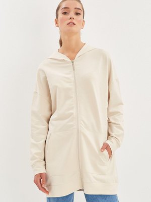 Fermuarlı Sweat Hırka Bej Fermuarlı Sweat Hırka Bej