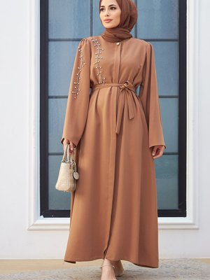 Omuzu Taşlı Abaya Camel Omuzu Taşlı Abaya Camel