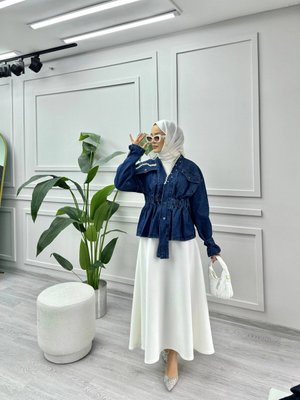 Kot İnci Detaylı Ceket Kot İnci Detaylı Ceket