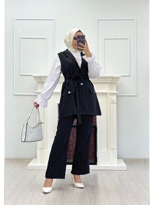 Poliviscon Çizgili Yelekli Takım Poliviscon Çizgili Yelekli Takım