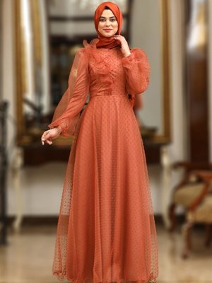 Kiremit Melek Abiye Elbise Kiremit Melek Abiye Elbise